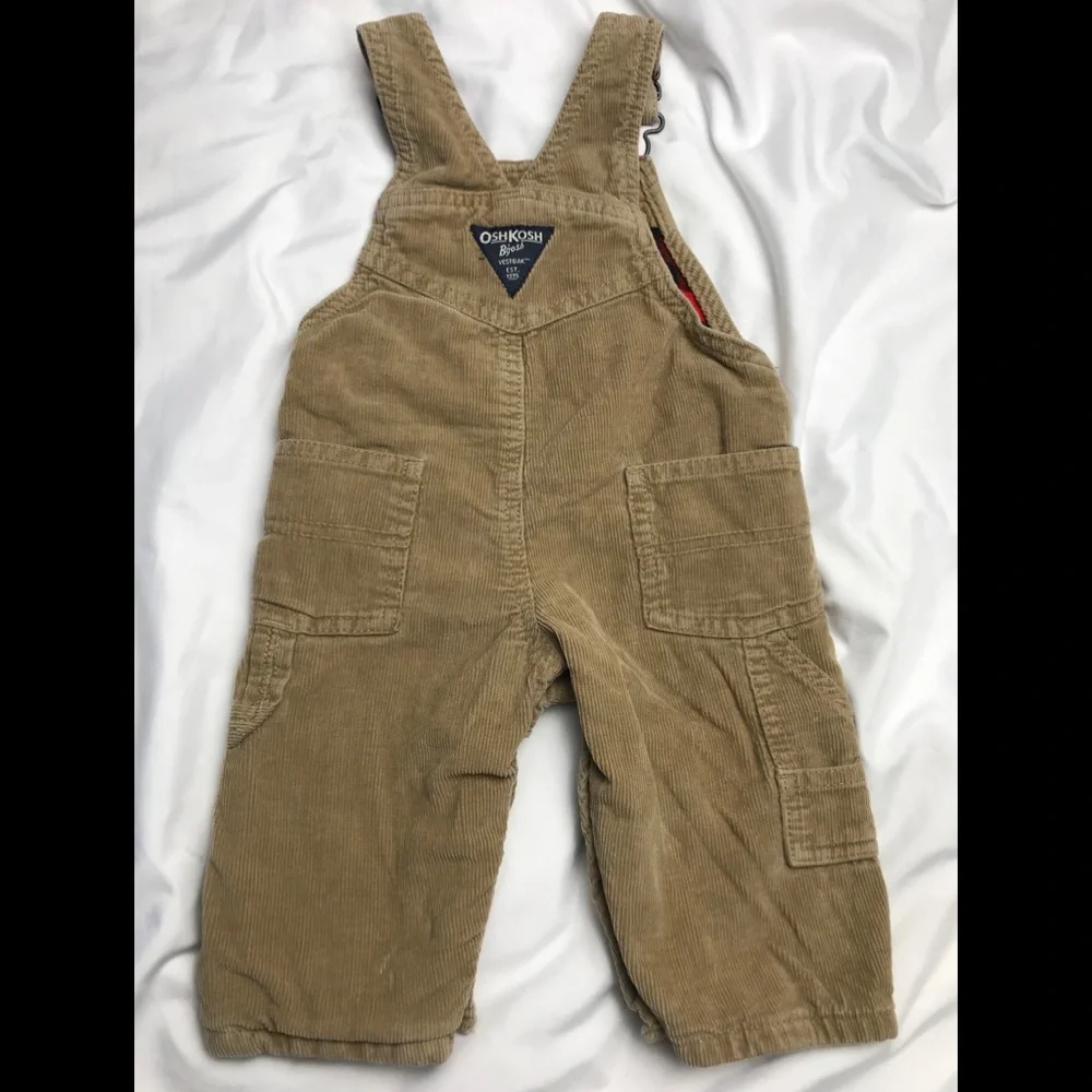 OSHKOSH BGOSH corduroy plaid lined overalls 6 M